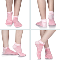 Coolmax Chaussettes à cinq orteils Chaussettes à cinq doigts Chaussettes de course athlétiques No Show Crew 4 paires