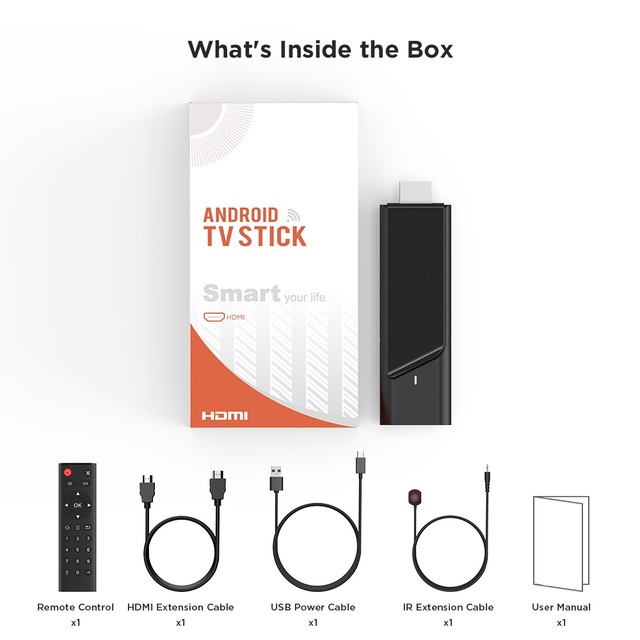 Android Tv Cloud Stick With Remote 4G RAM 128G ROM DUAL WIFI BT