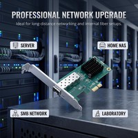 Carte réseau en fibre optique TISHRIC SFP Intel I210, adaptateur Ethernet Gigabit PCIe X1 1000 Mbps, carte réseau à port unique pour serveur et ordinateur de bureau