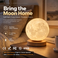 Lampe de table LED rotative de haute qualité avec base en bois, lumière lunaire, contrôle de trois couleurs, décoration pour bureau, salle de lecture, chambre à coucher