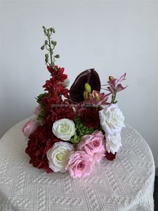 Borgoña marfil blanco rosa verde Hortensia boda arco flores de seda para graduación Borgoña Arbor flor nuevo diseño - Product Image 4
