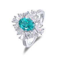 Gemischter Schliff Halo Oval Labor-gezüchteter Paraiba Turmalin Statement-Ring S925 Silber Rhodiniert Edelstein-Schmuck für luxuriöse Urlaubstage