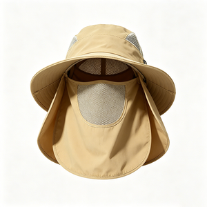 Chapeau de soleil OEM UPF50+ à protection intégrale du visage et du cou, respirant, en maille, pour la pêche, avec masque facial détachable, large bord, protection UV extérieure, bob 100% anti-UV - Product Image 4