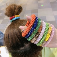 Bracelet perlé élastique de chouchous de cheveux de cristal à la mode de vente chaude