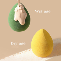 Éponge de maquillage en polyuréthane hydrophile non latex en forme de goutte d'eau, orange, pour estomper le maquillage