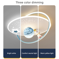 Lámpara de Techo Infantil de 50cm, 46W LED, Diseño de Astronauta y Luna, Protección Ocular, Redonda, para Dormitorio Infantil o Guardería
