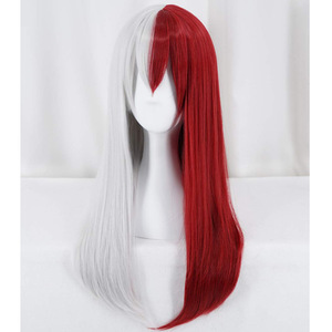 HP Anime <b>Red</b> Silver Cosplay Halloween <b>Wig</b> Double Long Straight Hair Colorful Costume Props - Product Image 3