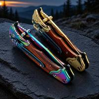 Couteau de poche personnalisé avec lame en acier 3Cr13, électroplaqué, manche en bois, couteau de camping en plein air, couteau de survie, couteau pliant pour l'autodéfense