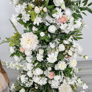 Arrangement floral en soie artificielle blanche et feuilles vertes en gros, arche de fleurs artificielle pour la décoration de mariage - Product Image 5