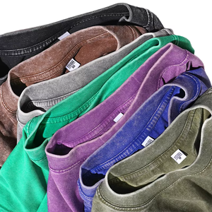 T-shirt vintage délavé à l'acide pour homme, logo personnalisé, effet vieilli, coton lourd 100%, coupe ample, tricoté, style décontracté - Product Image 1