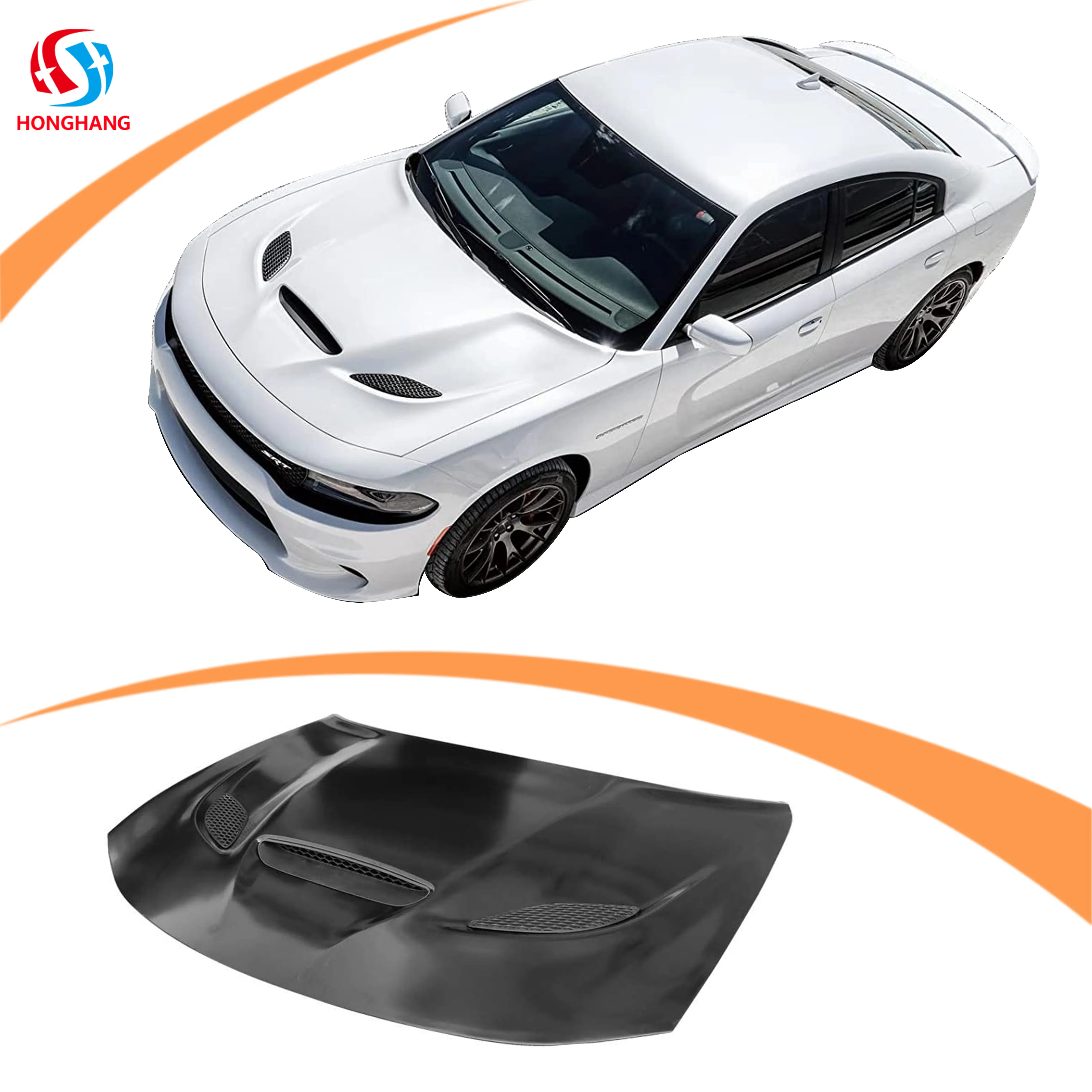 Honghang brand factory black Car Engine Hood Fireproof Covers Sport for dodge charger 2015 2016 2017 2018 2019 2020 2021