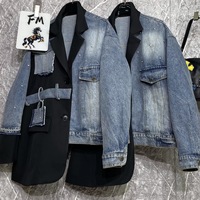 8505/FANMAJIALIE Nouvelle Veste en Jean Tendance pour Femme, Design Original, Style Urbain, avec Tissu Technologique Lavé