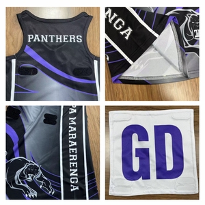 Abito da netball personalizzato FQ traspirante senza maniche con stampa Maori, abito da netball con stampa a foglie di <span class=keywords><strong>felce</strong></span>, abito da netball vintage con velcro per donna - Product Image 6