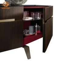 Table de buffet sur mesure d'usine chinoise, buffet haut brillant, brun foncé, armoire en bois carrée, luxe moderne
