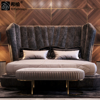 Luxe cuir dos super kingsize cadre lit en cuir 1.8 m double échantillon conception chambre à coucher ensemble meubles lit king size