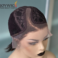 JOYWIGS – perruque Pixie coupe C, cheveux humains, coupe Pixie courte, Lace Frontal, 13x4, nœuds blanchis, Lace avec Baby Hair, 8 pouces