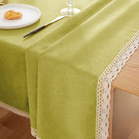 Nouvelle arrivée, nappe en coton et lin personnalisable, couleur unie, bord festonné, imperméable, anti-taches, pour un usage domestique