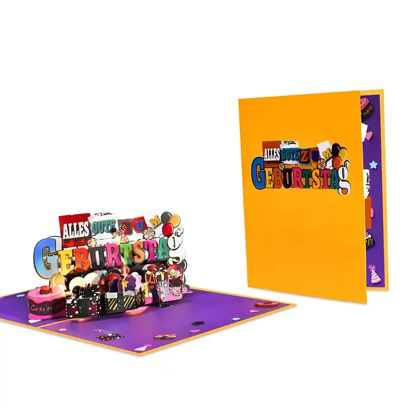 Готовые к отправке горячие продажи индивидуальный дизайн поздравительные открытки с днем рождения с конвертами