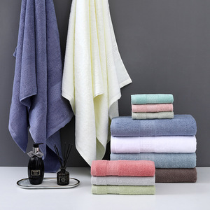 Pure Cotton Bath Towels Solid Color Thickened Machine Wash Home Use 70x140cm <b>Square</b> 34x34cm Hand Towel <b>Set</b> - Product Image 1