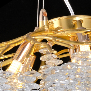 Lustre de salle à manger en cristal, modèle de designer français, avec motifs de fleurs de prunier et de pièces de monnaie, luminaire suspendu à pampilles pour une ambiance élégante - Product Image 5