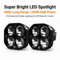 Projecteur LED à 4 lentilles, projecteur rond, portée de 600 m, projecteur haute puissance tout-terrain, lampe de conduite pour SUV, camion