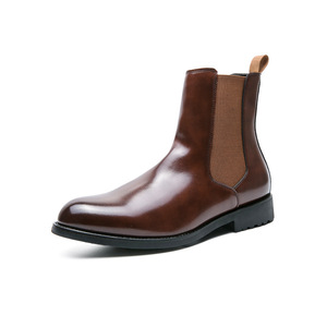 Bottes avec logo personnalisé Chaussures pour hommes Bottes en cuir artificiel Bottes <span class=keywords><strong>Chelsea</strong></span> décontractées d'hiver avec doublure en fourrure pour hommes - Product Image 1