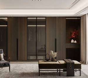 卧室储物组织定制模块化衣柜系统滑动门可调搁板发光二极管照明 - Product Image 5