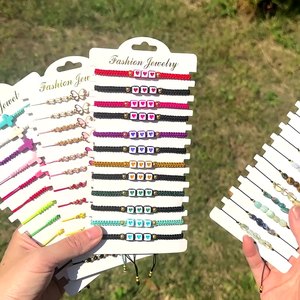 24 cái/bộ Pha Lê Đính Cườm Bảo Vệ Evi Vòng Đeo Tay Mắt Pha Lê Đính Cườm Dệt Polymer Đầy Màu Sắc Đất Sét Bohemian Đính Cườm Vòng Đeo Tay - Product Image 1