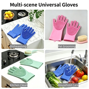 <b>Magic</b> Silicone Dishwashing <b>Gloves</b> Set Non Slip Reusable Cleaning <b>Gloves</b> Medium Thickness Kitchen Pet Bathing - Product Image 4