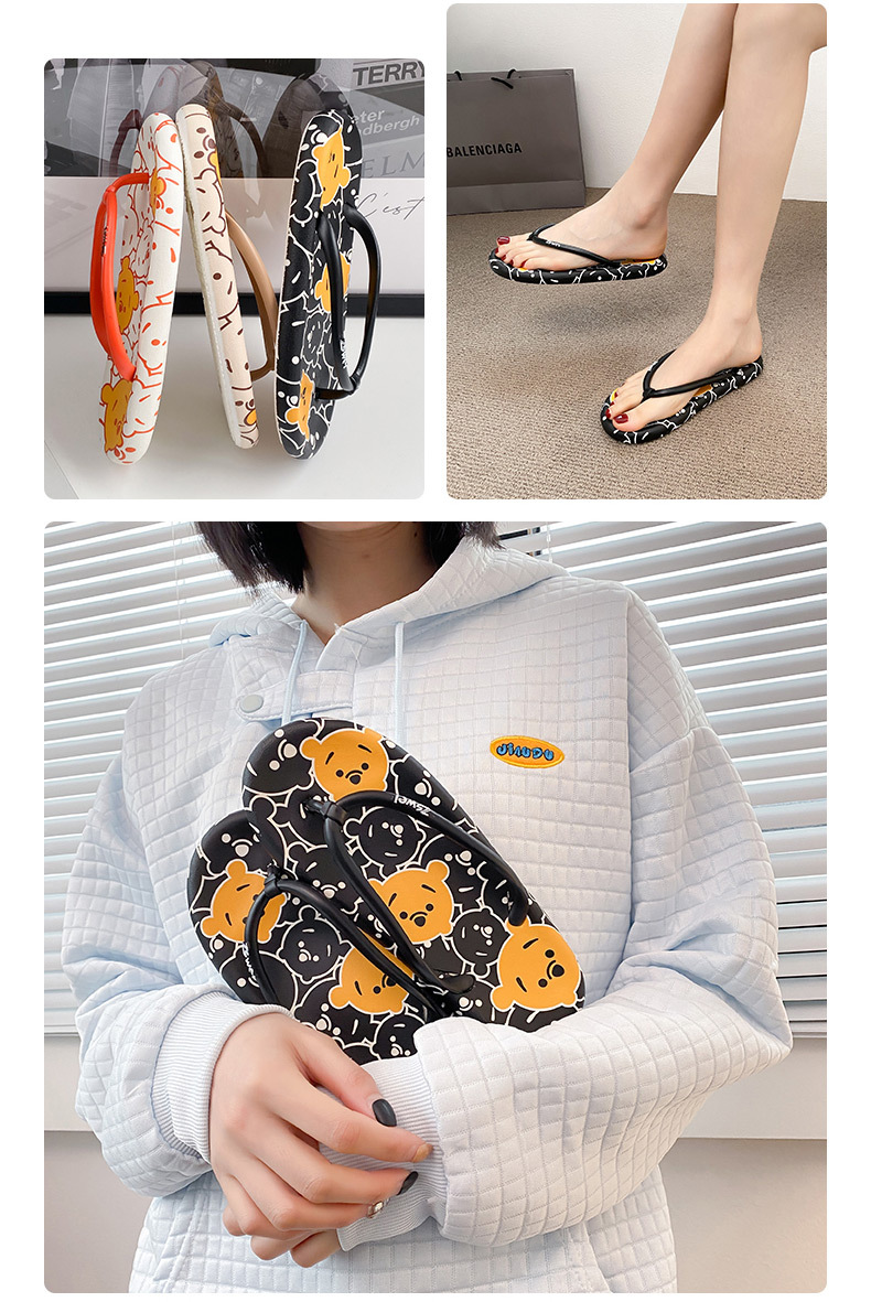 Custom Printing Cartoon PVC Soft Non-slip Bathroom Slippers for Women Men Filp Flops