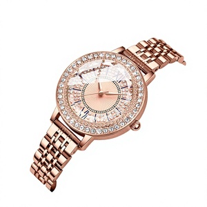 Montre sport à quartz pour femme CRRJU 5001, luxe, acier inoxydable, alliage, résistante à l'eau 3BAR, cadran diamanté - Product Image 2