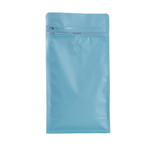 Bolsa de Fondo Plano con Cierre de Cremallera de 8 Lados, Bolsa de Café Azul Personalizada, Bolsa de Café de Plástico con Válvula, Entrega Rápida - Product Image 3