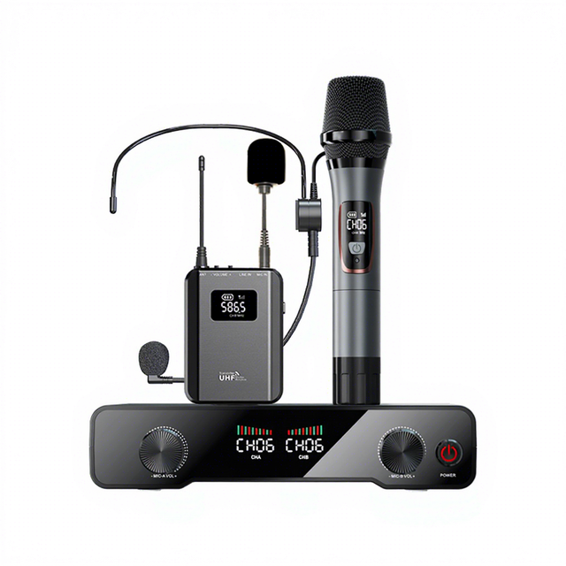 UHF Wireless Microphone System Handheld MIC Cordless Headset Mic 328ft Range Channels for Speaking, Singing Church DJ Stage
