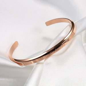 Joyería inspiradora PVD chapado en oro rosa <span class=keywords><strong>Hoy</strong></span> <span class=keywords><strong>es</strong></span> el mejor día <span class=keywords><strong>de</strong></span> mi vida Pulsera grabada Brazalete - Product Image 5