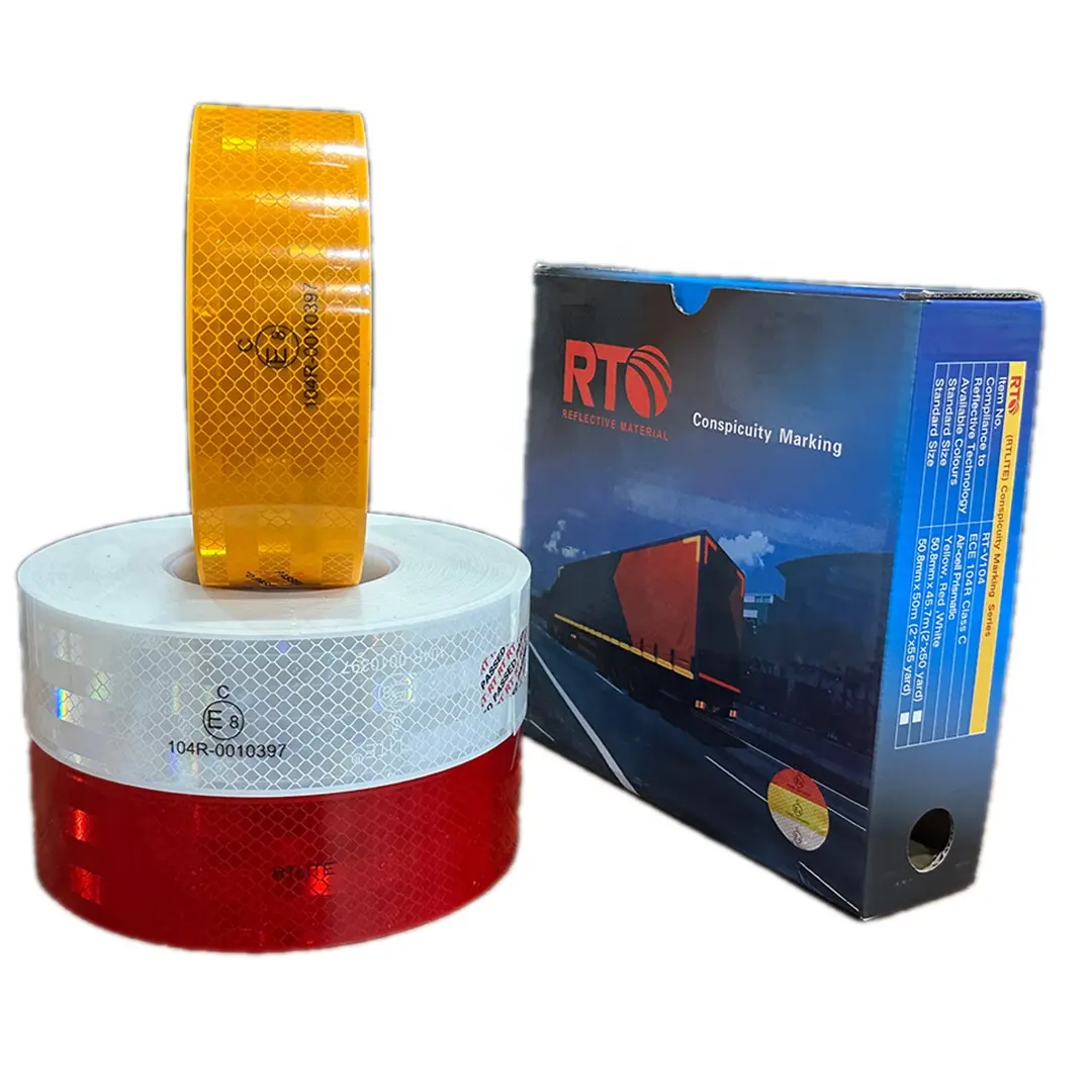 2 "X150ft Rood Wit Geel Retro Reflecterende Tape E8 104r Zelfklevende Auto Reflector Sticker