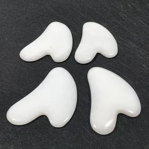 DIY diskon besar giok putih bentuk hati gua sha set plastik