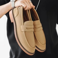 Mocassins en daim pour hommes, chaussures décontractées à enfiler, talon bas, légères, pour la marche quotidienne, chaussures plates pour le travail