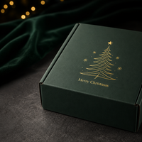 Boîtes d'expédition de Noël de luxe OEM, vert mat avec estampage à chaud doré, boîte e-commerce pliable et recyclable, boîtes d'expédition postales