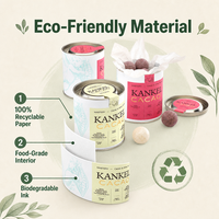 Tube en carton personnalisé imprimé pour chocolat, qualité alimentaire, écologique, pour bonbons et noix, avec couvercle en fer blanc