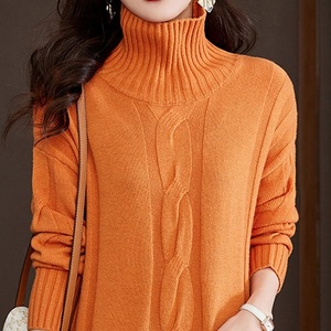 Maglione da <span class=keywords><strong>Donna</strong></span> Personalizzato con LOGO OEM & ODM, Vestito a Collo Alto in <span class=keywords><strong>Maglia</strong></span> Intrecciata per Autunno e Inverno - Product Image 5