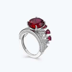 Đồ Trang Sức Tốt Nhất Đồ Trang Sức Sang Trọng Sinh Đá Kim Cương Nhẫn Bạc Mạ Đôi Nước Drop Shipping & Peal Hình <span class=keywords><strong>Ruby</strong></span> Cô Gái Món Quà Tốt Đẹp Sinh Nhật - Product Image 3