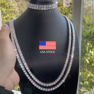 Catena Hip Hop Moissanite in Argento Sterling 925 VVS, Stile Tennis Ice Out, <span class=keywords><strong>Collana</strong></span> con Diamanti Moissanite per <span class=keywords><strong>Uomo</strong></span> e Donna, Disponibile nel Magazzino USA - Product Image 2