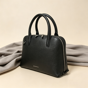 Sac à main élégant en cuir grainé pour femme avec deux poignées supérieures et fermeture éclair, idéal pour le bureau et le quotidien - Product Image 2