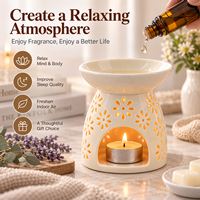 En gros, Brûleur d'huile en céramique à découpes florales, Chauffe-cire d'aromathérapie et Porte-bougie chauffe-plat pour la décoration intérieure