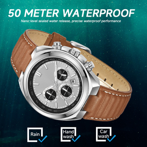 Montre de luxe pour homme en acier inoxydable 44 mm avec grand cadran <span class=keywords><strong>bleu</strong></span>, montre-bracelet décontractée pour homme, chronographe, montre cadeau - Product Image 6