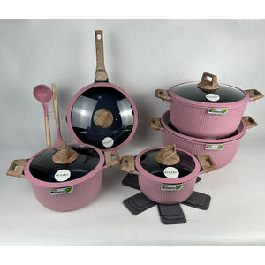 Moderne 20/<span class=keywords><strong>24</strong></span>/28/32 <span class=keywords><strong>cm</strong></span> kookpottenset van aluminium metaal en glas, soep pannen met bakelieten handgrepen, geschikt voor inductie en gas. - Product Image 2