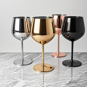 Copa de <span class=keywords><strong>Vino</strong></span> de Metal de 12oz/17oz con Logotipo Personalizado, Copa de Cóctel de Acero Inoxidable Irrompible con Tallo Largo para Bar, Fiesta, Hogar - Product Image 1