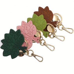 Lucky Charms PU Leather Light Keychain Stylish Bag Charm Key Chains Leaf Shape <b>Keyring</b> Pendants - Product Image 6