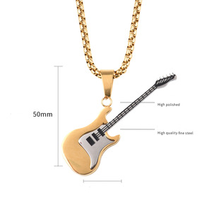 Haute Qualité Étanche En Acier Inoxydable Guitare Pendentif Hip-Hop Bijoux Street Style Électronique Musical Charme Collier Pour Hommes - Product Image 5