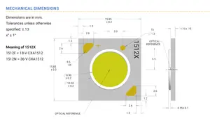 Chip COB LED 18V 36V 2700K-6500K Warna Putih CXA1512 untuk Downlight